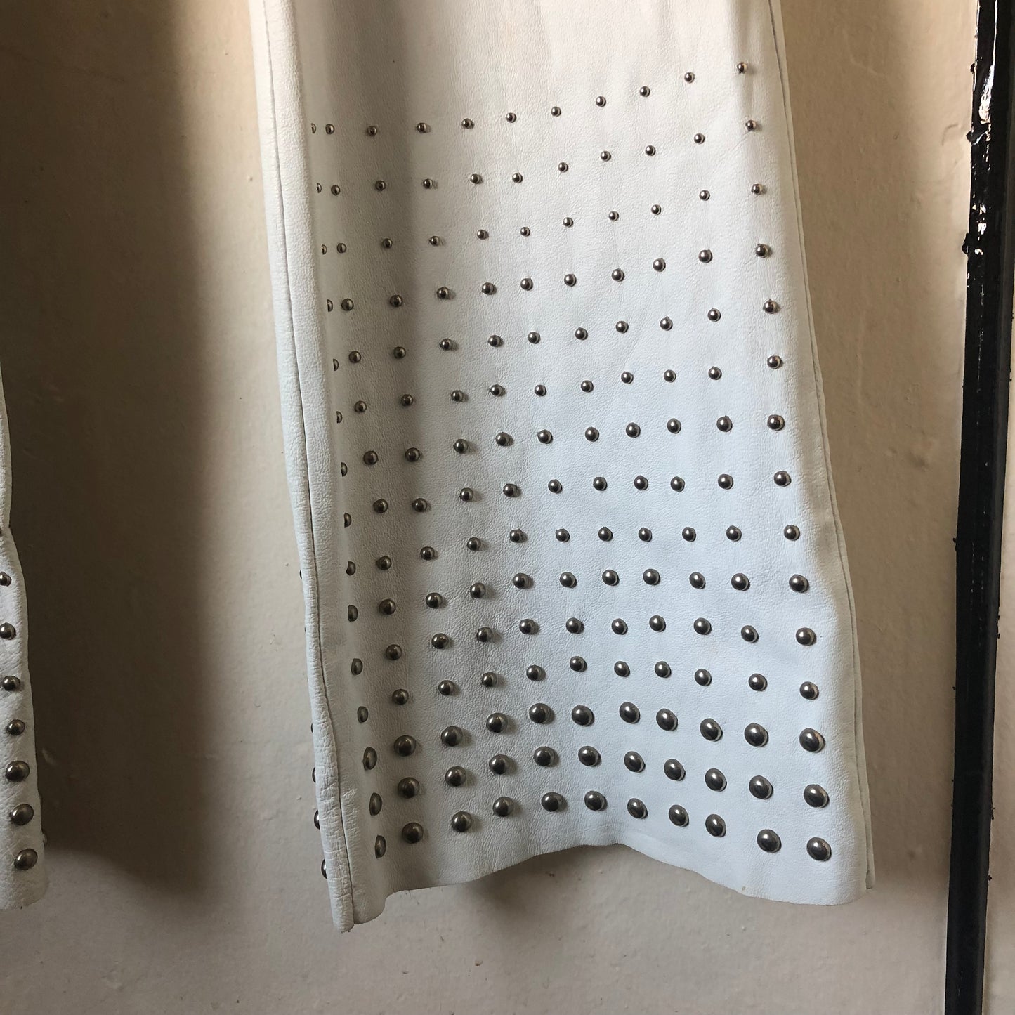Studded White Leather Trousers
