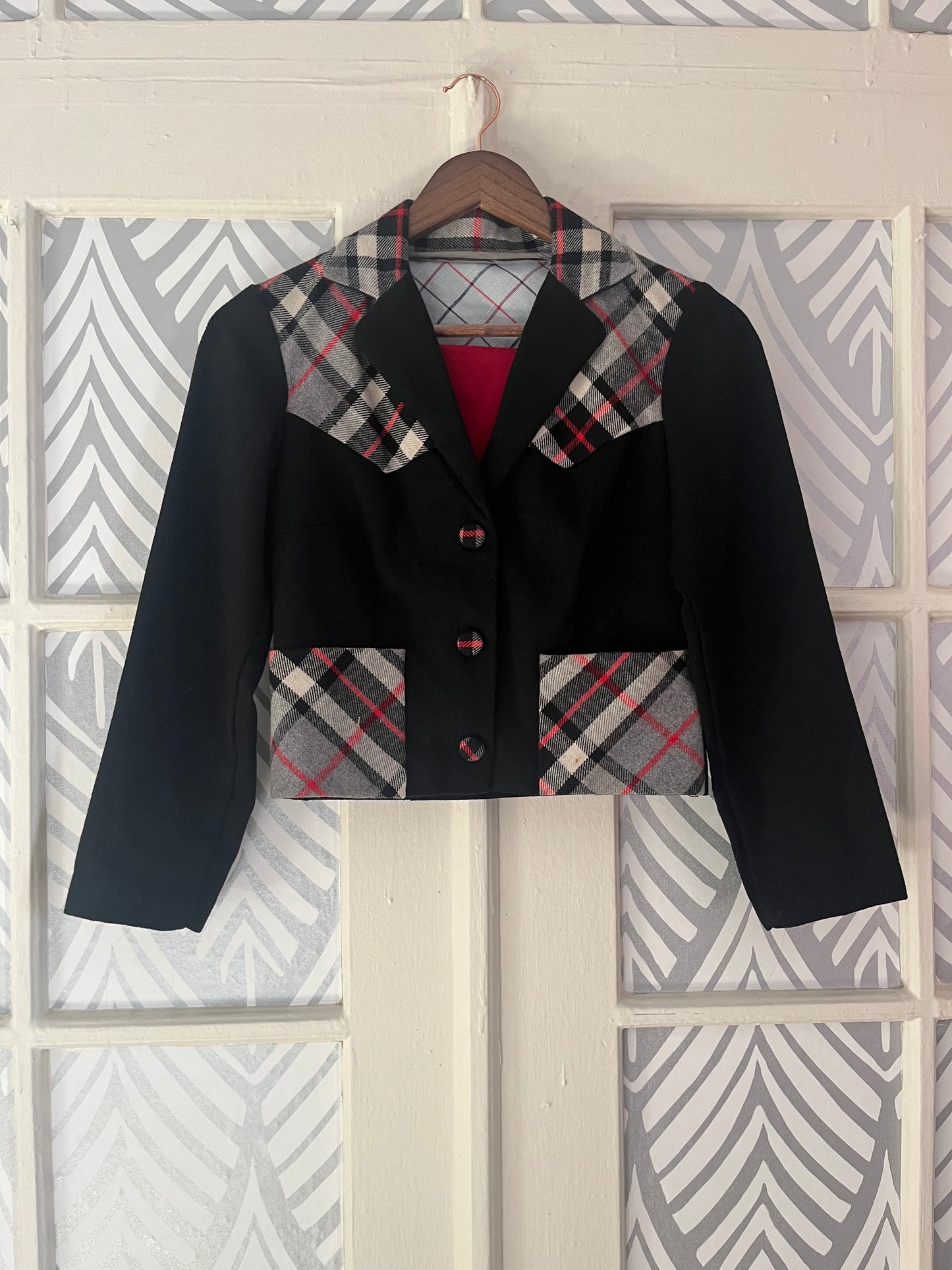 Vintage plaid wool cropped jacket.