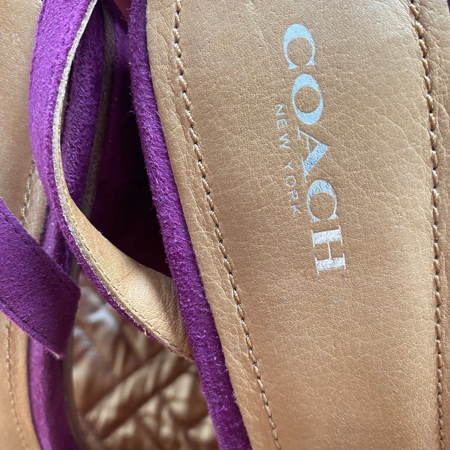Coach Purple Suede Platform Sandals