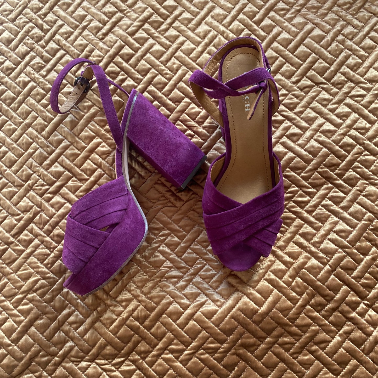Coach Purple Suede Platform Sandals