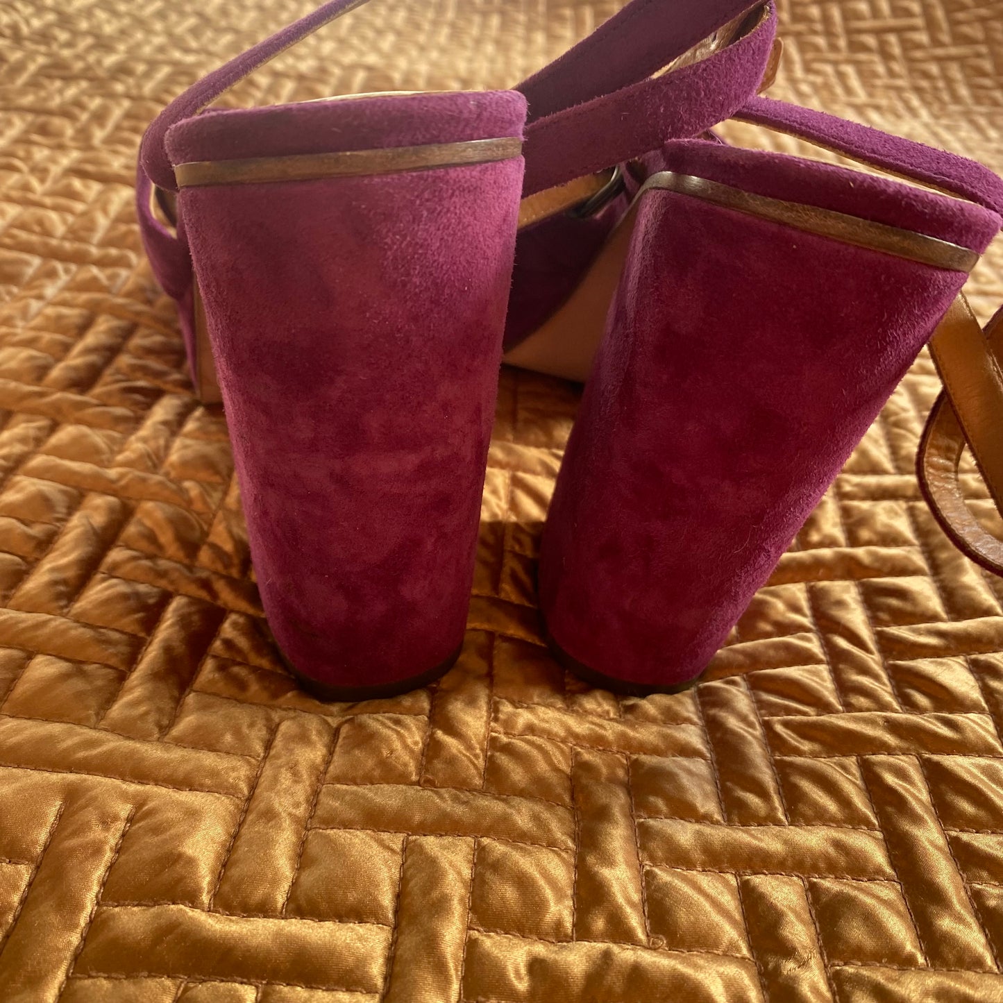 Coach Purple Suede Platform Sandals