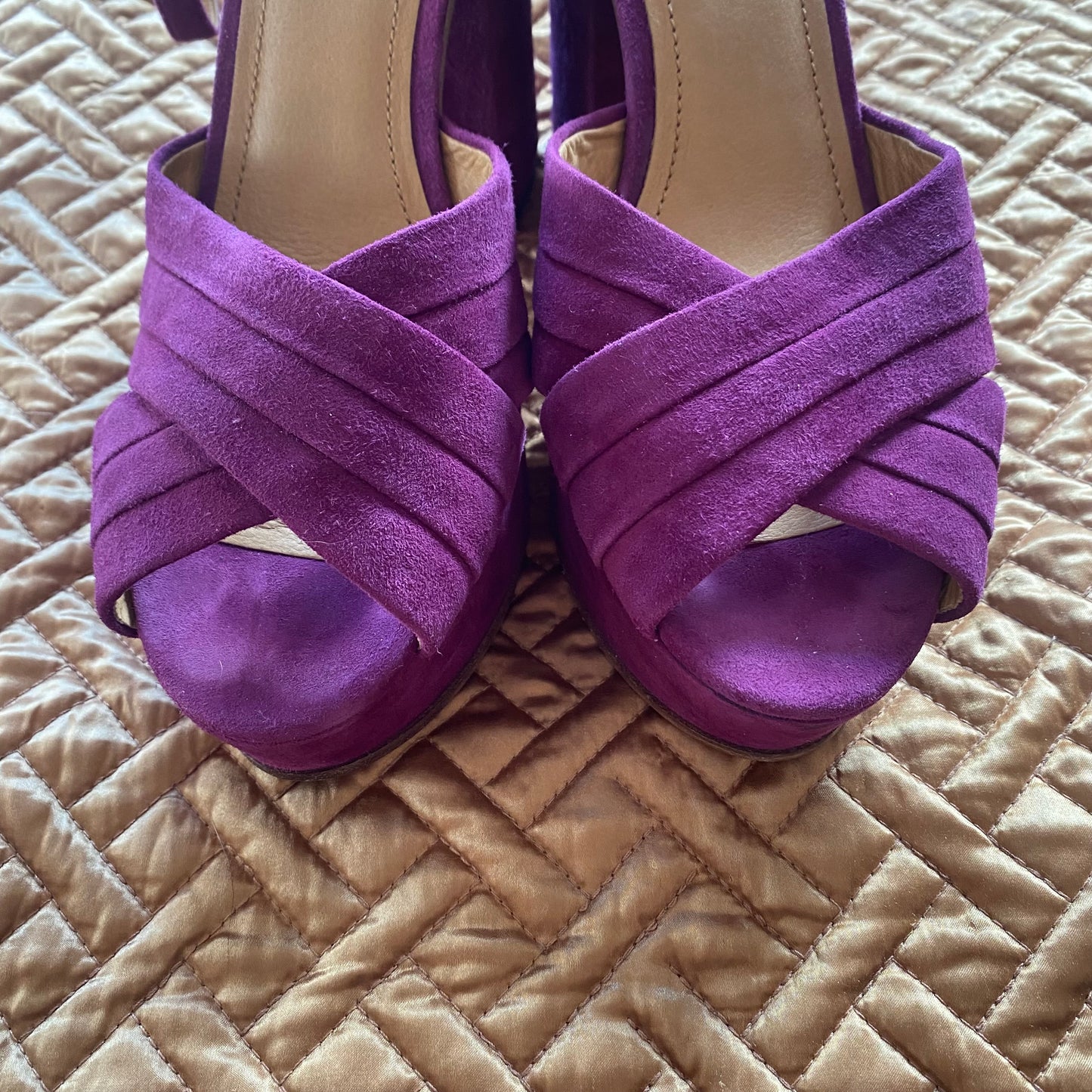 Coach Purple Suede Platform Sandals