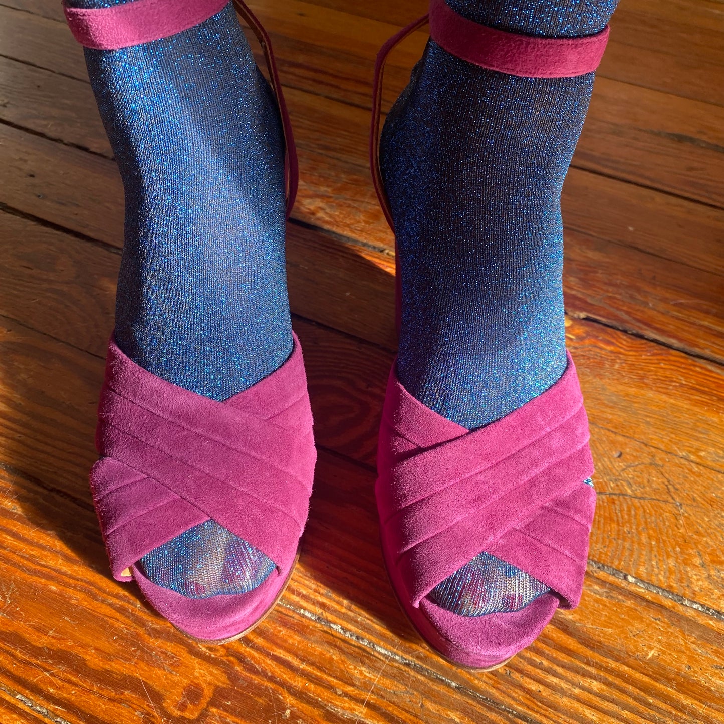 Coach Purple Suede Platform Sandals