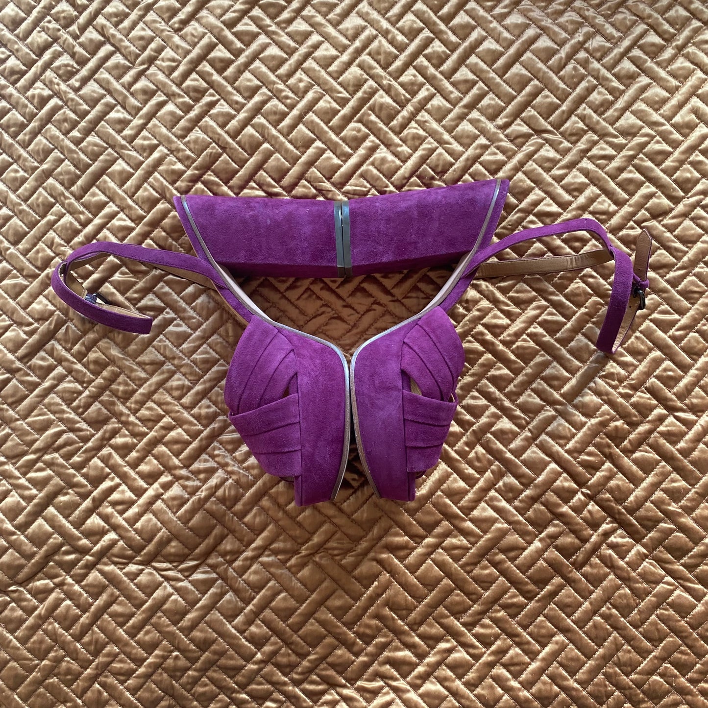 Coach Purple Suede Platform Sandals