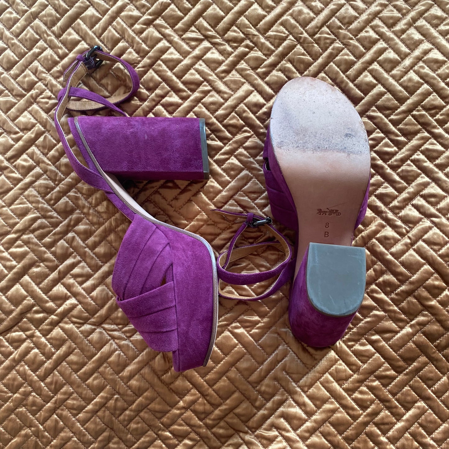 Coach Purple Suede Platform Sandals