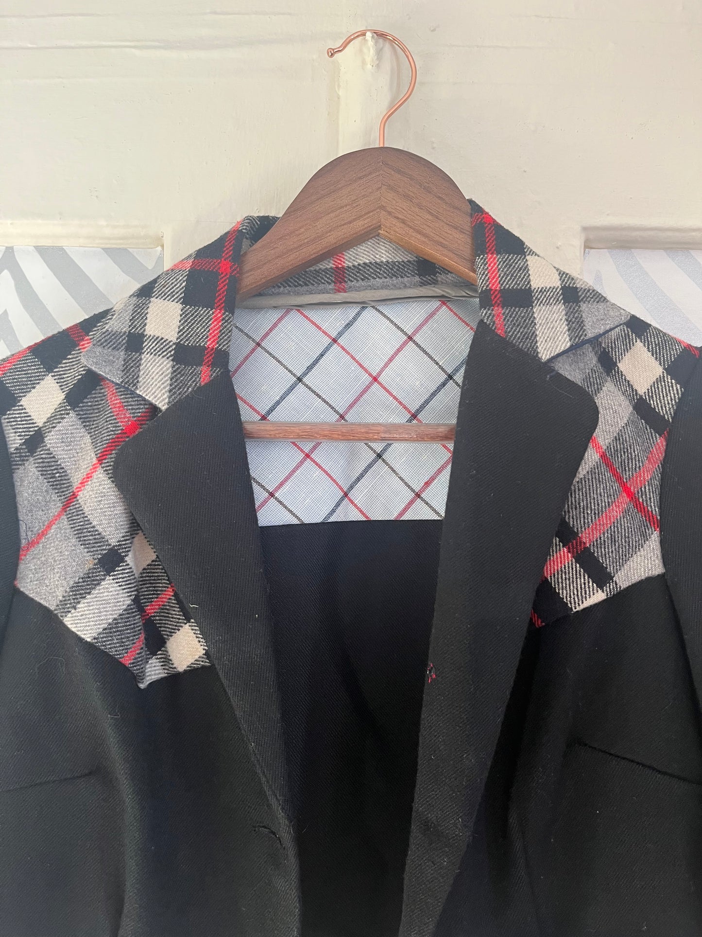 Vintage plaid wool cropped jacket.