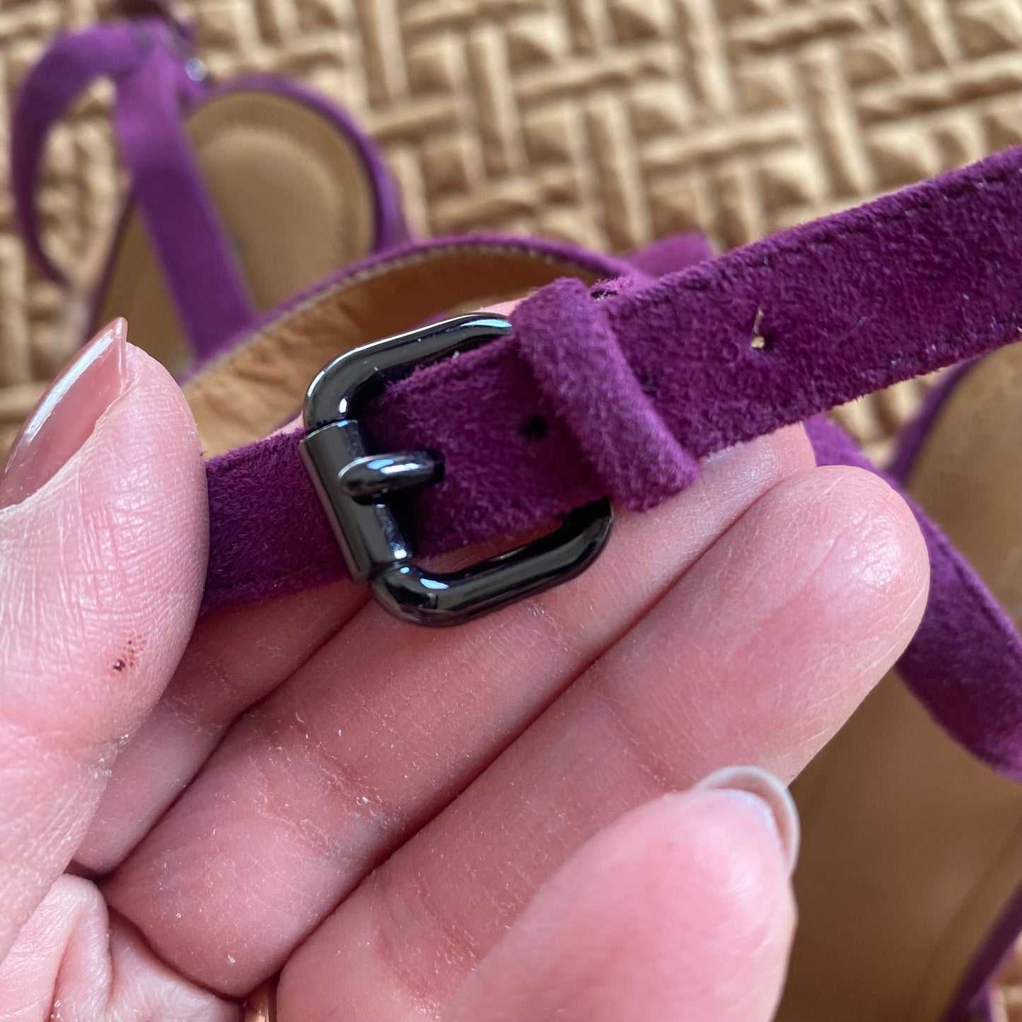 Coach Purple Suede Platform Sandals