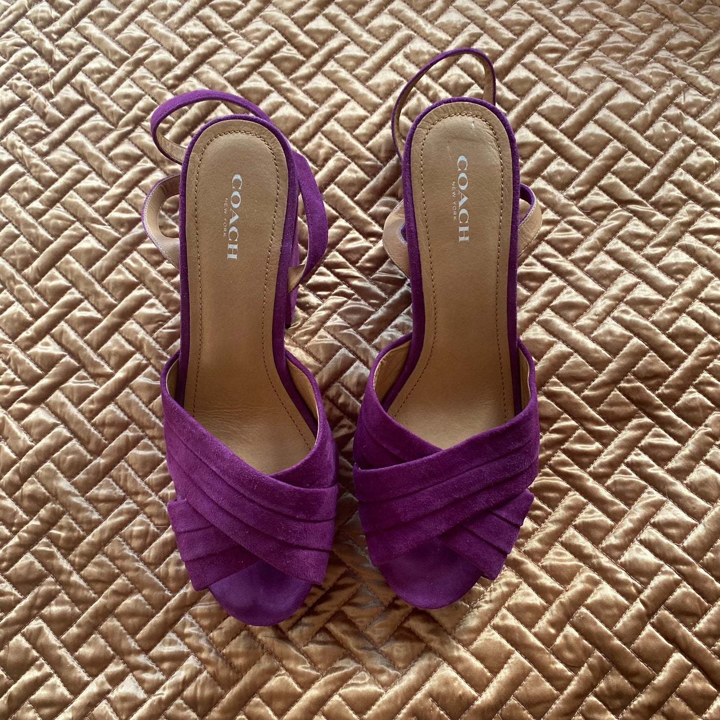 Coach Purple Suede Platform Sandals