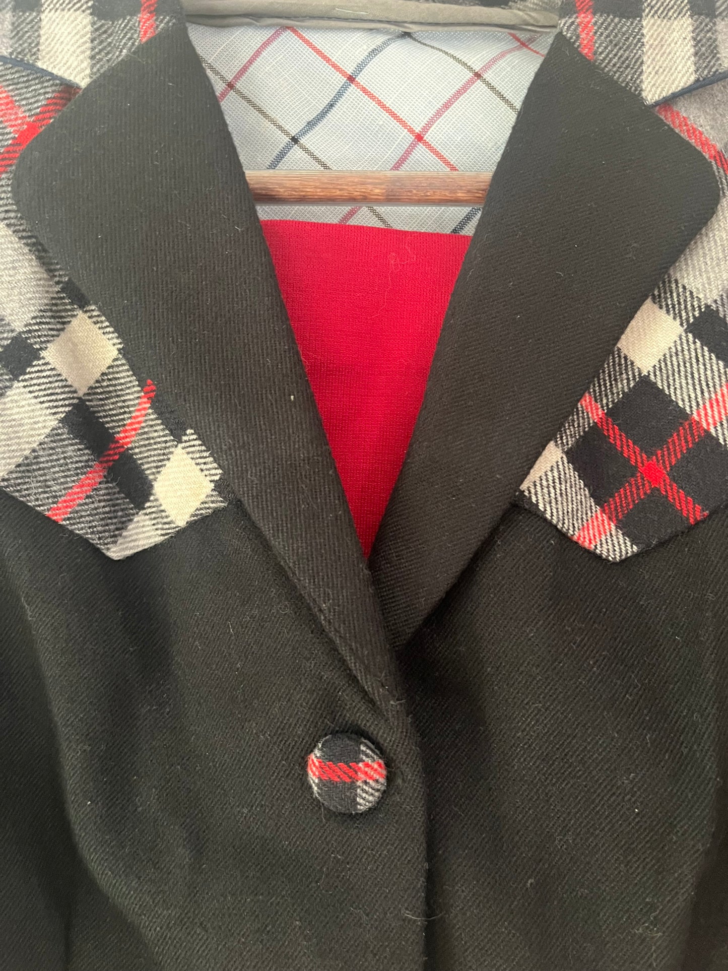 Vintage plaid wool cropped jacket.