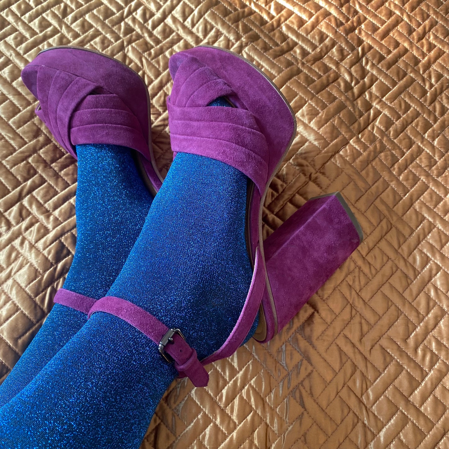 Coach Purple Suede Platform Sandals