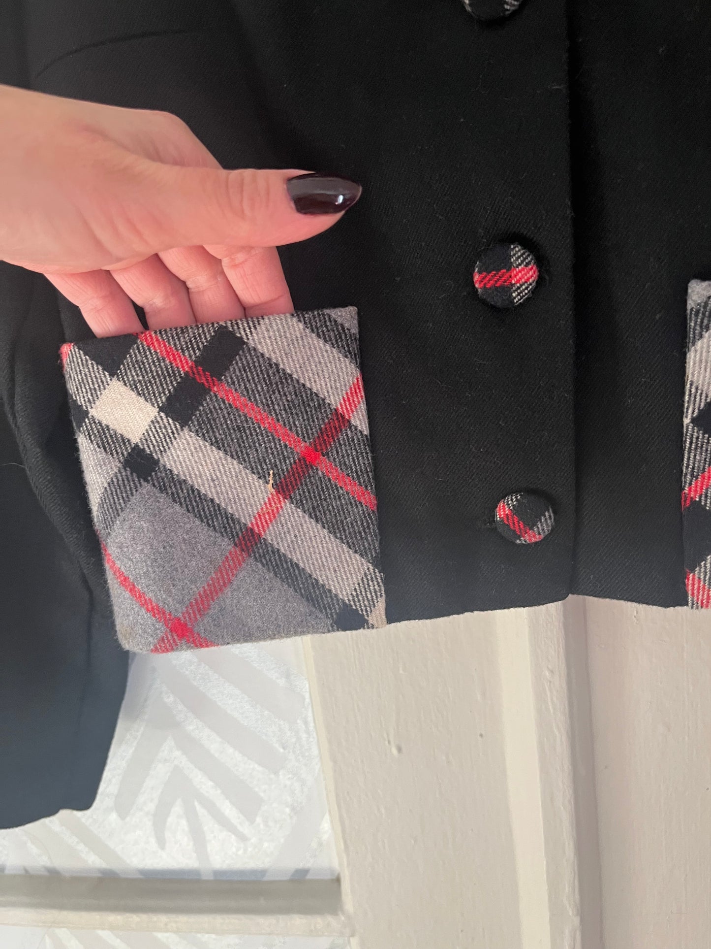 Vintage plaid wool cropped jacket.