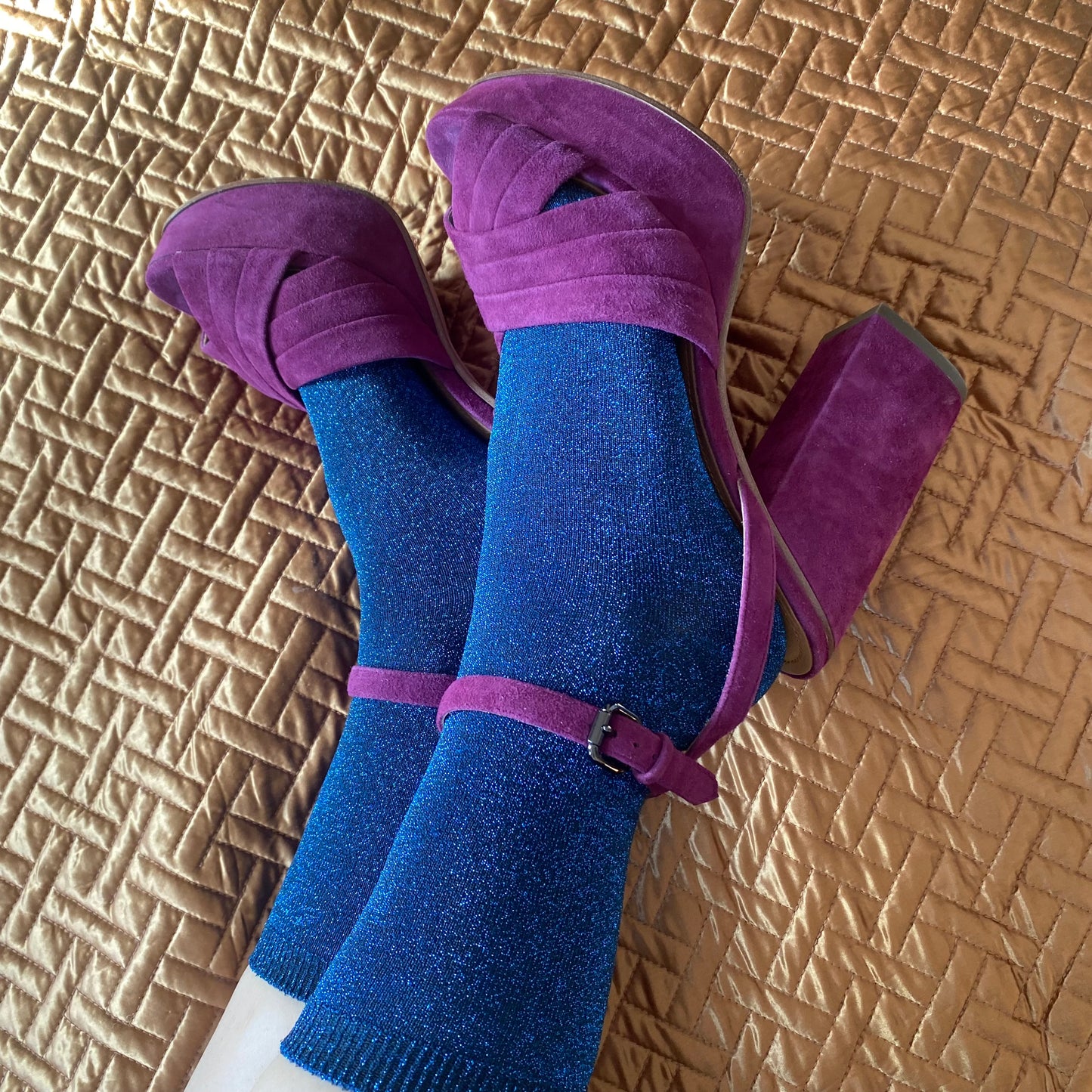 Coach Purple Suede Platform Sandals